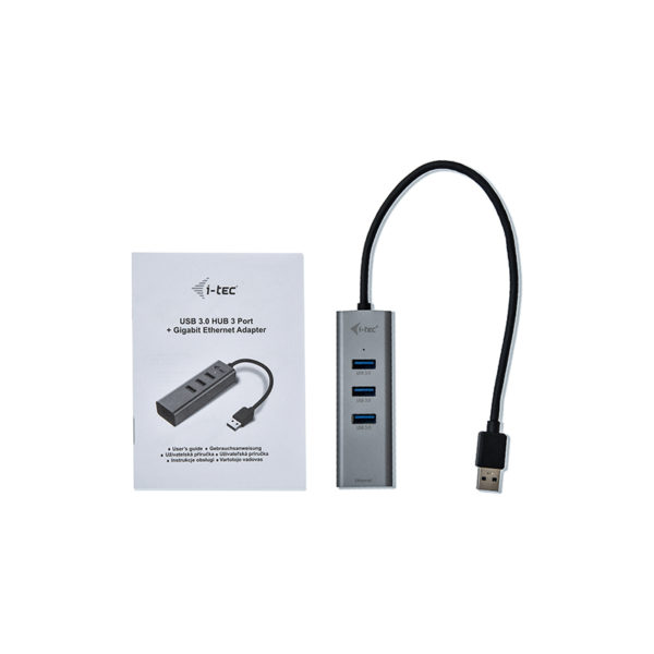 i-tec USB-A Metal HUB 3-Port with Gigabit Ethernet